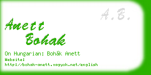 anett bohak business card